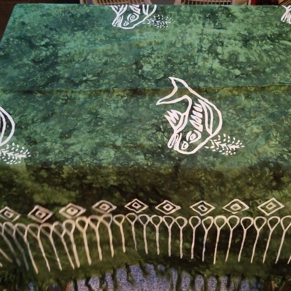 Sama Green and White Beach Wrap